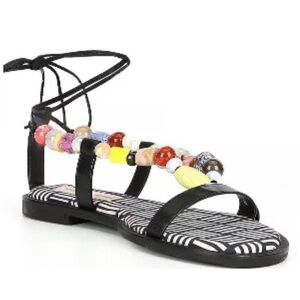 Antonio Melani Loola Beaded
Leather Ankle Wrap Flat
Sandal Size 6 Med new no tag